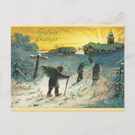 Cartão Postal Vintage Winter Christian Church