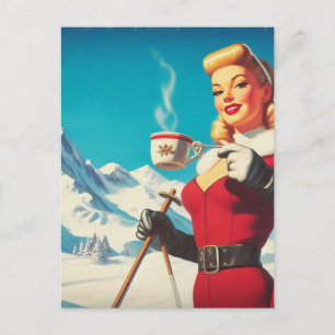 Cartão Postal Vintage Winter Girl