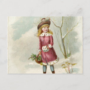 Cartão Postal Vintage Winter Girl