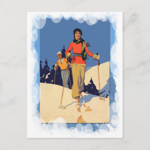Cartão Postal Vintage Winter Sports - Na pistola