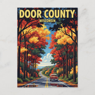 Cartão Postal Vintage Wisconsin Door County Viagem