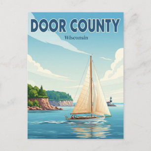 Cartão Postal Vintage Wisconsin Door County Viagem