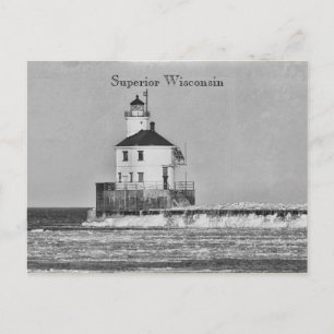 Cartão postal Vintage Wisconsin Lighthouse