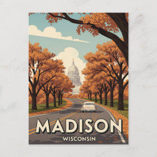 Cartão Postal Vintage Wisconsin Madison State Capitol