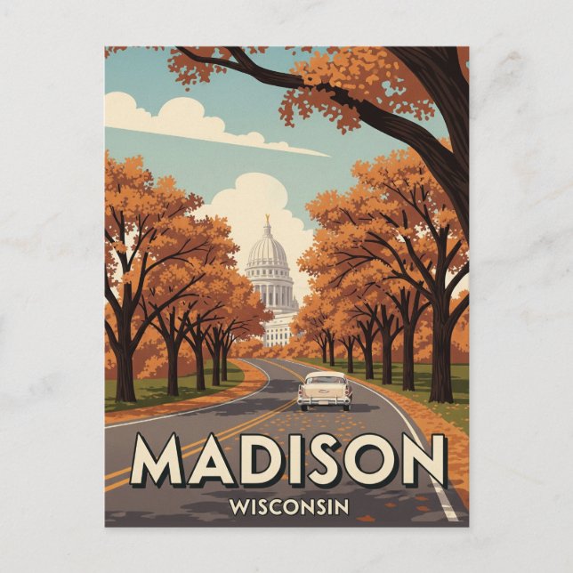 Cartão Postal Vintage Wisconsin Madison State Capitol (Frente)
