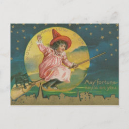 Cartão Postal Vintage Witch Halloween