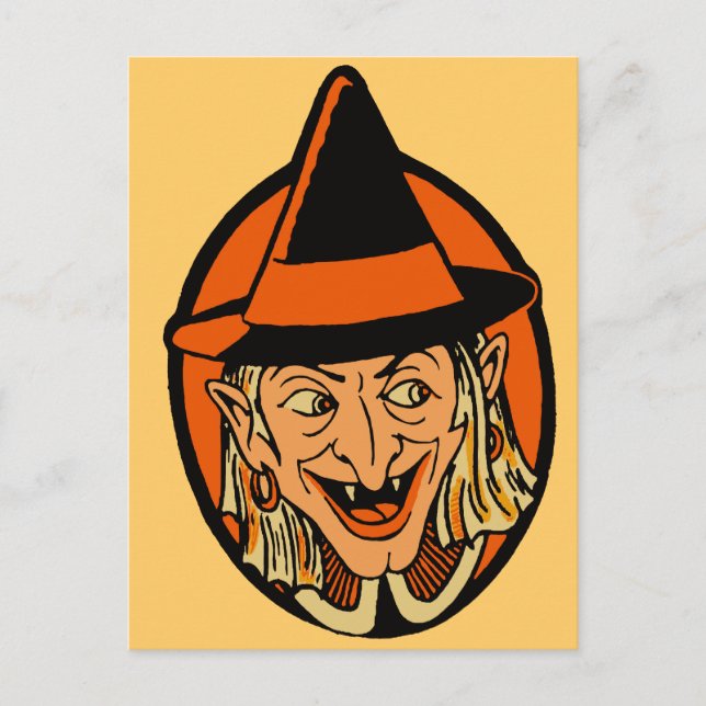 Cartão Postal Vintage Witch's Face (Frente)
