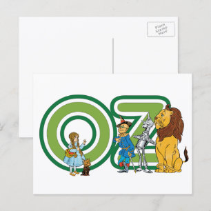 Cartão Postal Vintage Wizard of Oz Characters and Text Letters