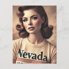 Cartão Postal Vintage Woman em camiseta Nevada
