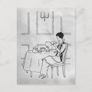 Cartão Postal Vintage Woman em Tea