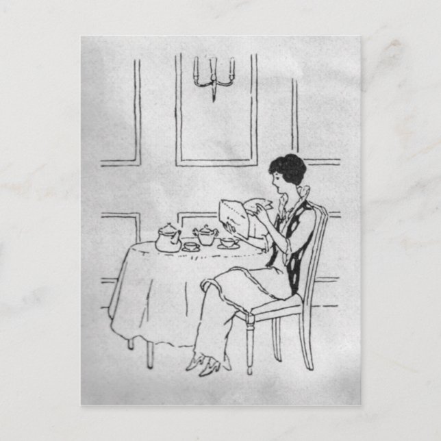 Cartão Postal Vintage Woman em Tea (Frente)