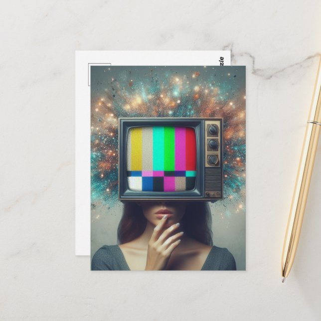 Cartão Postal Vintage Woman TV estraga sua mente (Frente/Verso In Situ)