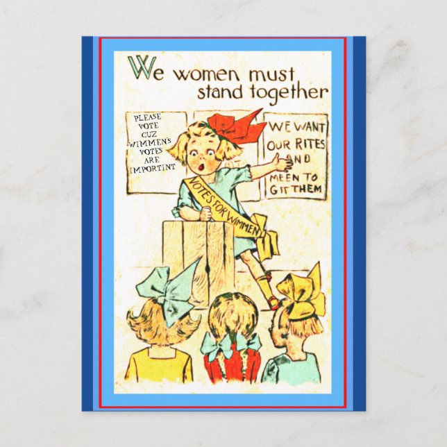 Cartão Postal Vintage Women Evoters Cute Altere Suffragetes (Frente)