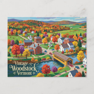 Cartão Postal Vintage Woodstock Vermont