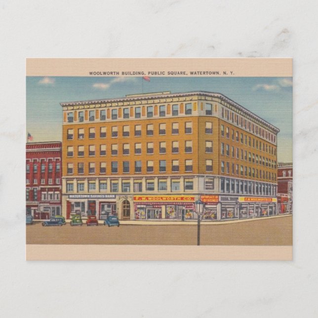 Cartão postal Vintage Woolworth Building Watertown (Frente)