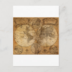 Cartão Postal Vintage World Map