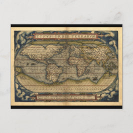 Cartão Postal Vintage World Map Atlas Design histórico