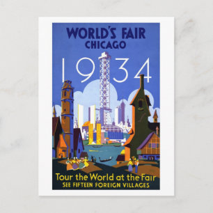 Cartão Postal Vintage Worlds Fair Chicago 1934