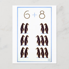 Cartão Postal Vintage WPA Math Poster: 6 + 8 pinguins