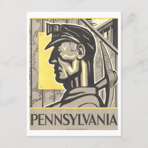 Cartão Postal Vintage WPA Poster: Pensilvânia Coal Miner