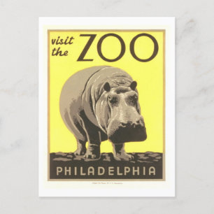 Cartão Postal Vintage WPA Poster Visite Zoo Philadelphia