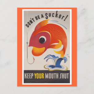 Cartão Postal Vintage WWII American Propaganda Fish