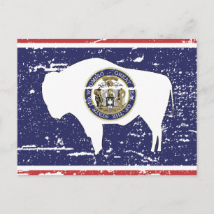 Cartão Postal Vintage WYOMING Flag