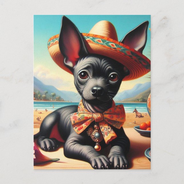 Cartão Postal Vintage Xoloitzcuintle (Frente)