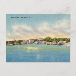 Cartão Postal Vintage Yacht Basin, Charleston, Carolina do Sul