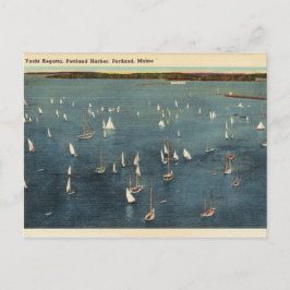 Cartão Postal Vintage, Yacht Regatta, Harbour, Portland Maine