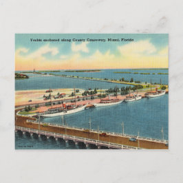 Cartão Postal Vintage, Yachts Country Causeway, Miami, Flórida
