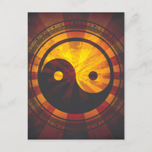 Cartão Postal Vintage Yin Yang - Símbolo Impressão