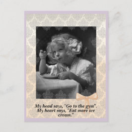 Cartão Postal Vintage Young Girl Com Sorvete