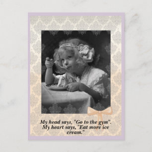 Cartão Postal Vintage Young Girl Com Sorvete