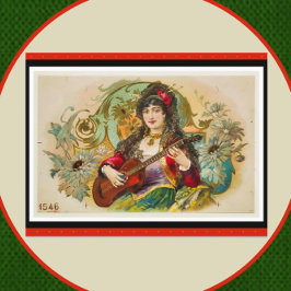 Cartão Postal Vintage Young Gypsy Woman Playing Guitar Postcard
