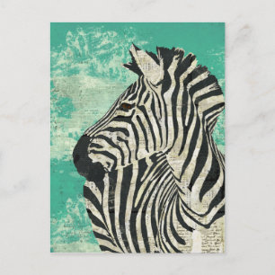 Cartão postal Vintage Zebra Turquoise