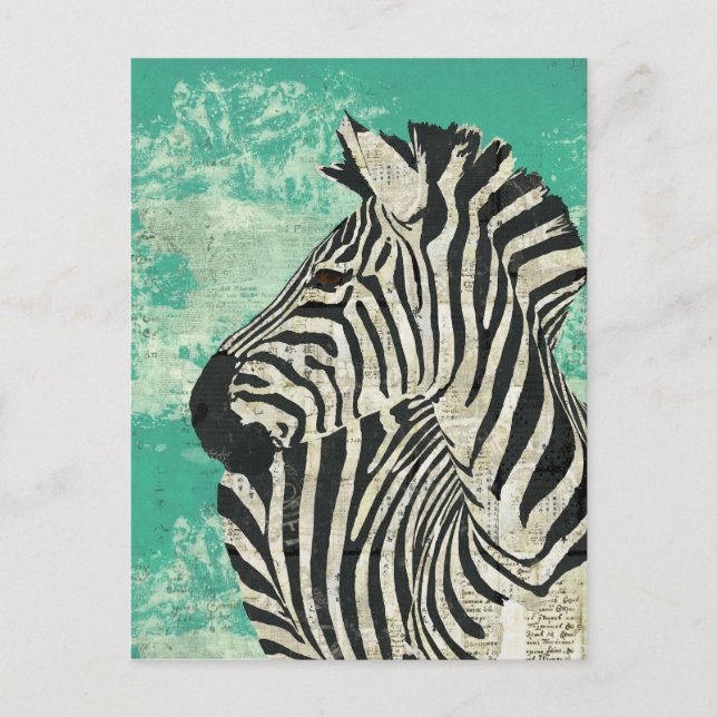 Cartão postal Vintage Zebra Turquoise (Frente)