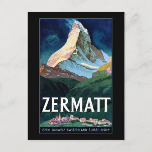 Cartão Postal Vintage Zermatt SwiSwiss Matterhorn Viagem