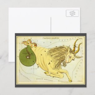 Cartão Postal Vintage Zodiac, Constelação de Capricórnio de A
