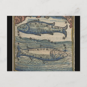 Cartão Postal Vintage Zodiac - Os Peixes