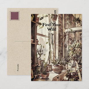 Cartão Postal Vintchen Window Garden Plantas Floral