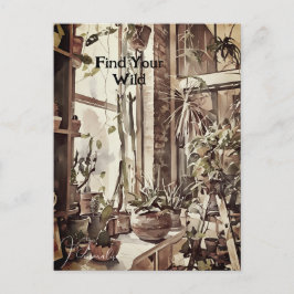 Cartão Postal Vintchen Window Garden Plantas Floral