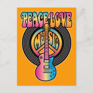 Cartão Postal Vinyl Peace Love Music
