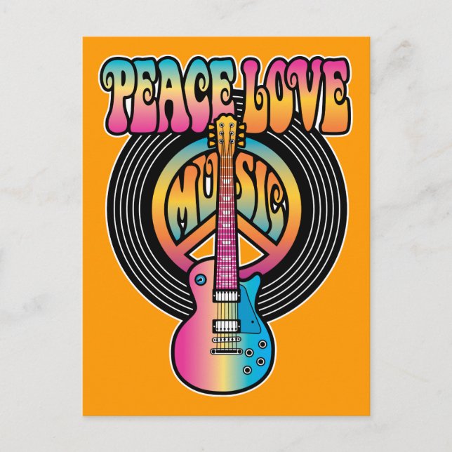 Cartão Postal Vinyl Peace Love Music (Frente)