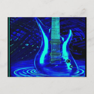 Cartão Postal Violão azul neon