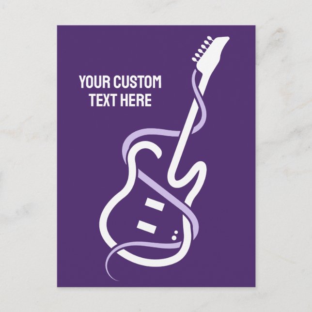 Cartão Postal Violão Estilizado de Texto Personalizado (Frente)