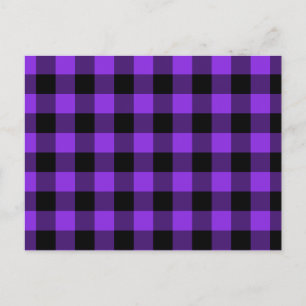 Cartão Postal Violeta Azul e Gingham Negro