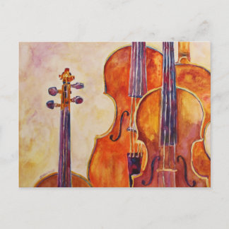 Cartão Postal Violinas de Aquarela