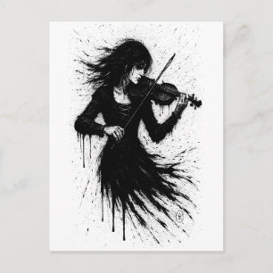 Cartão Postal Violinista Nascido da Tinta na Tempestade de Som