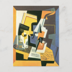 Cartão Postal Violino e vidro por Juan Gris, Cubismo Vintage